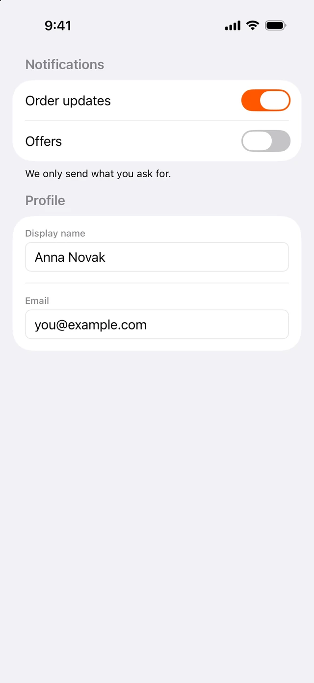 Screen on iOS